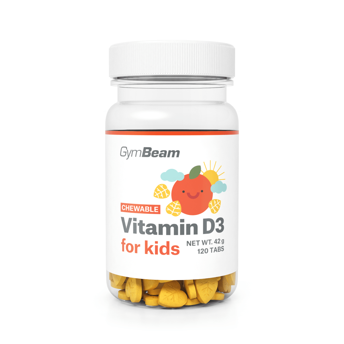 Gymbeam Chewable Vitamin D3 For Kids 400iu, 120tbl, Orange